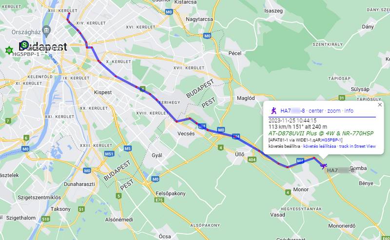 Feljutás az APRS hálózatba Budapest és Szolnok között