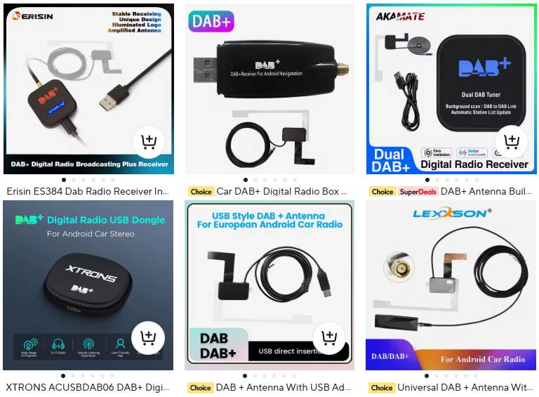 Andorid DAB adapterek az Aliexpress kínálatából