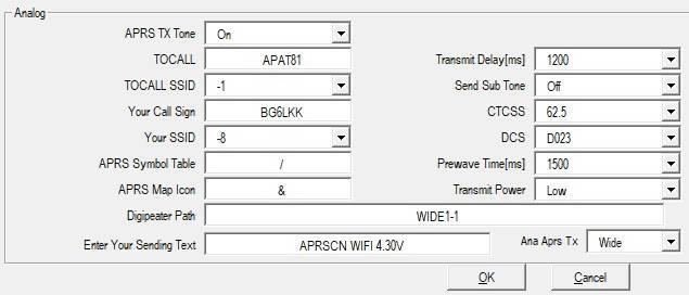 APRS beállítások