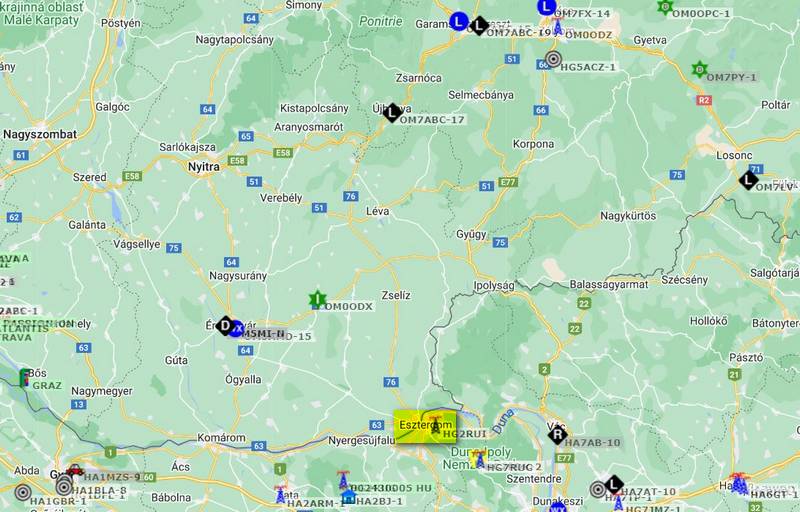 A szlovák határ közelében semmiféle APRS aktivitás nincs. :(