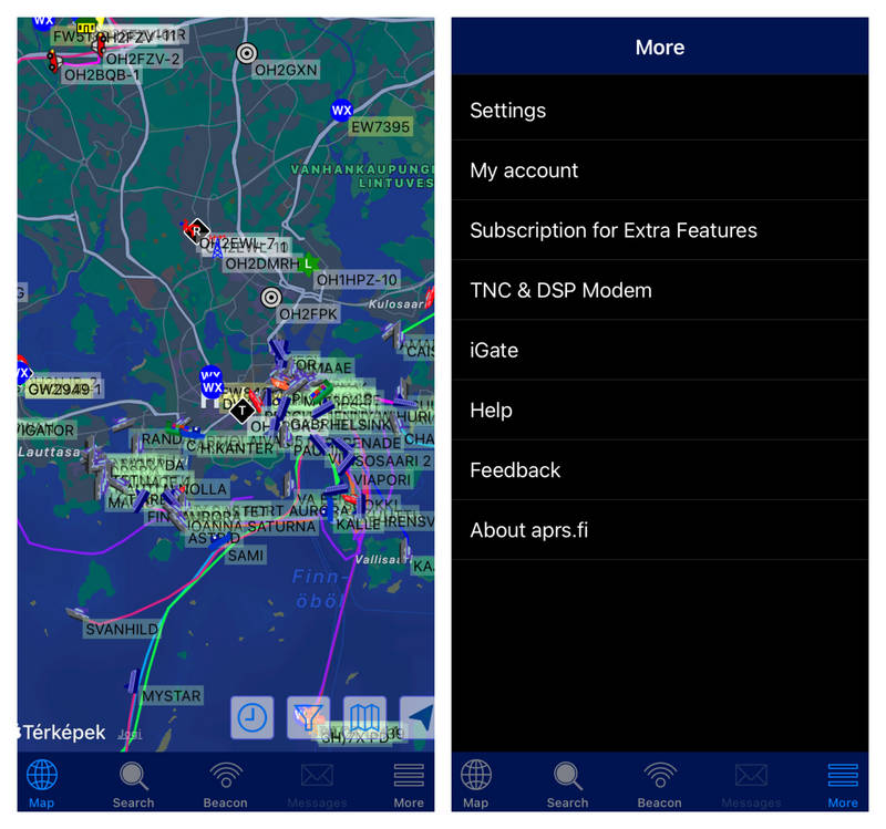 aprs.fi for iOS első indítás