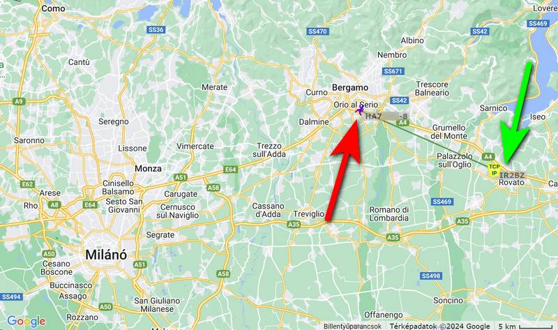 Feljutás az APRS hálózatra a bergamo-i reptérről