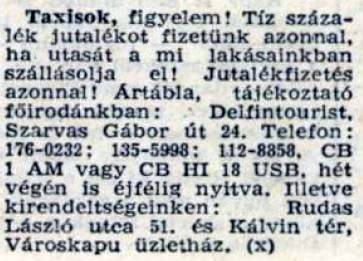 A Delfin Tourist hirdetése