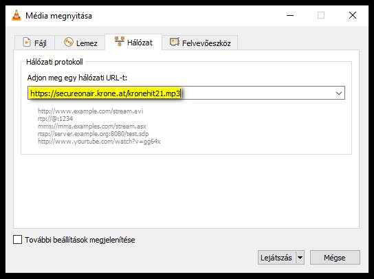 A stream címének beszúrása a VLC Player programba