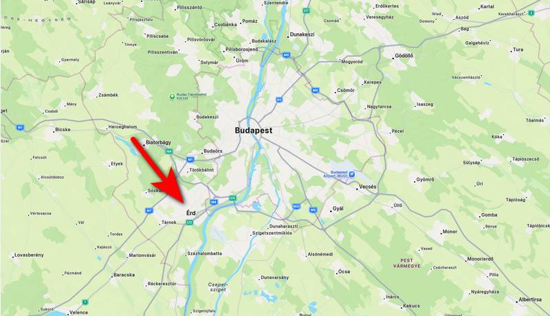Érd város elhelyezkedése Pest megyén belül
