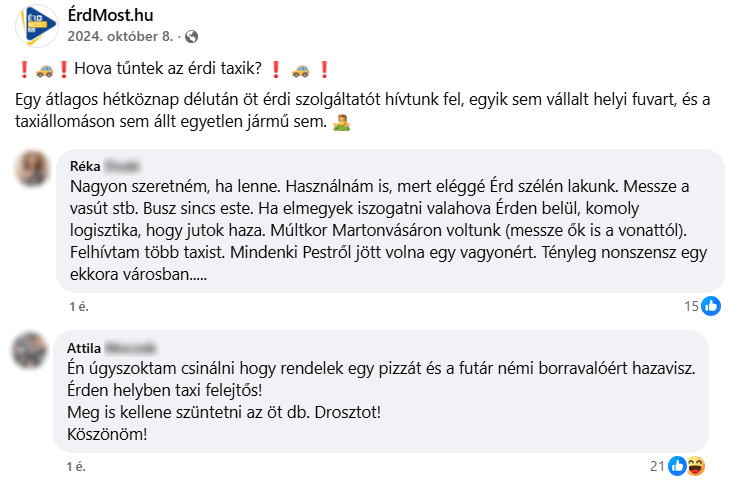 Taxihelyzet Érden napjainkban…
