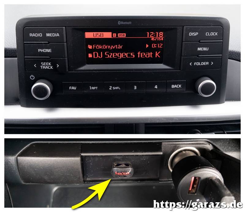 Fedélzeti audiorendszer és USB csatlakozása